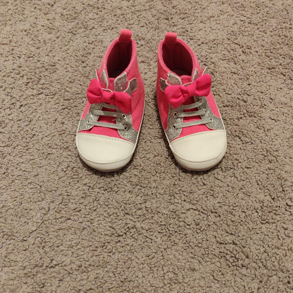 Robeez Pink and Silver Kids Sneakers